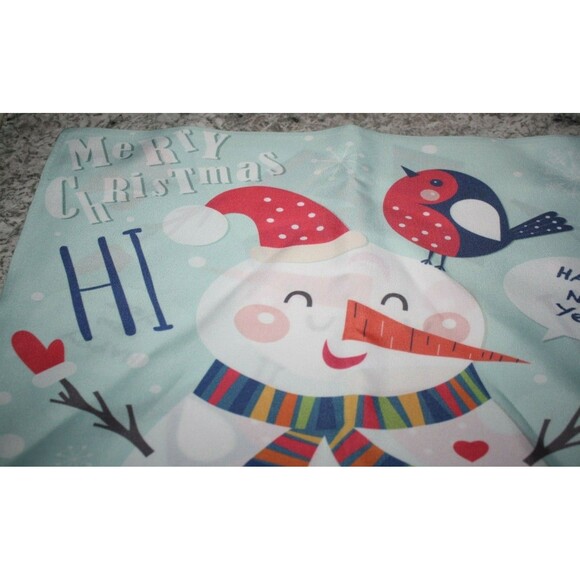 AMBESONNE CHRISTMAS CLOTH PLACEMATS SET OF 4 SNOWMAN BIRDS NEW - Picture 2 of 3